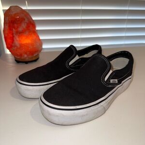 Vans Black and White Slip-On Platform Shoe